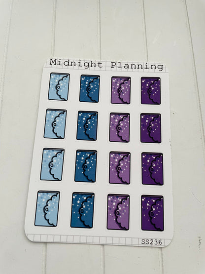 Deep Starry 16 Large Planner Stickers, Functional and Handmade Stickers