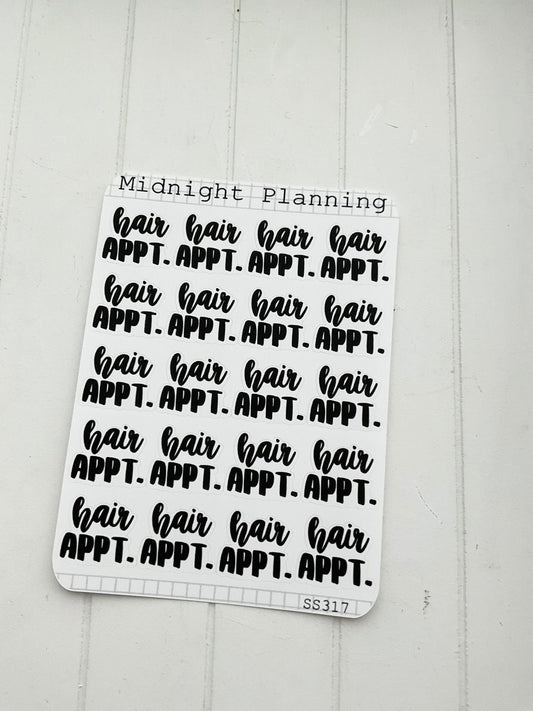 Hair Appointment, Script Allocators and Titles That Are Functional and Handmade Planner Sticker Sheets