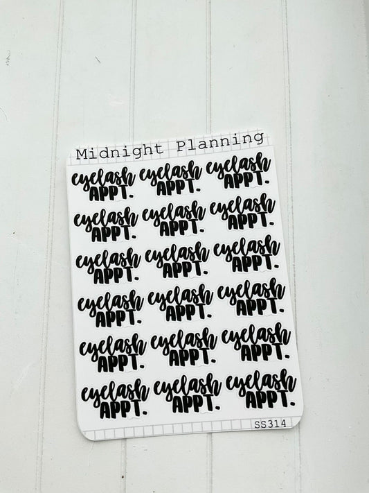 Eyelash Appointment, Script Allocators and Titles That Are Functional and Handmade Planner Sticker Sheets