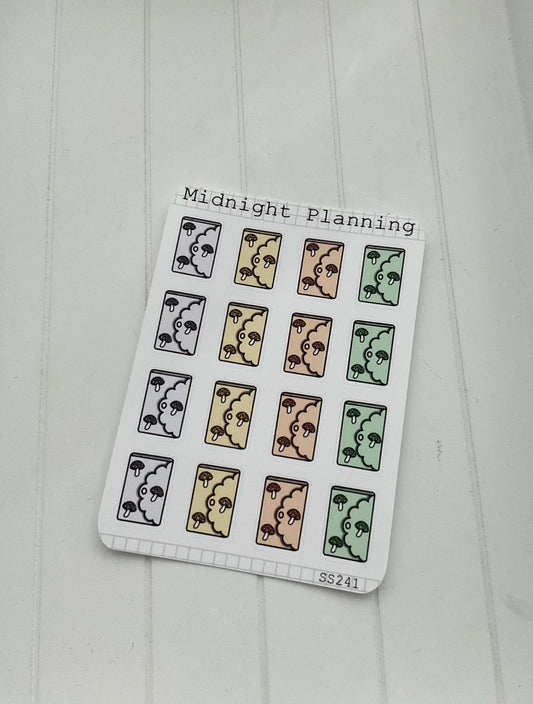 Mushroom 16 Large Planner Stickers, Functional and Handmade Stickers