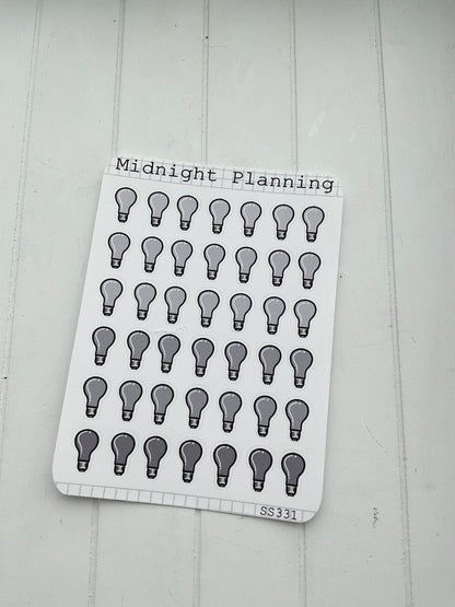 Light Bulb, Brainstorm, idea Stickers, That Are Functional and Handmade Planner Sticker Sheets