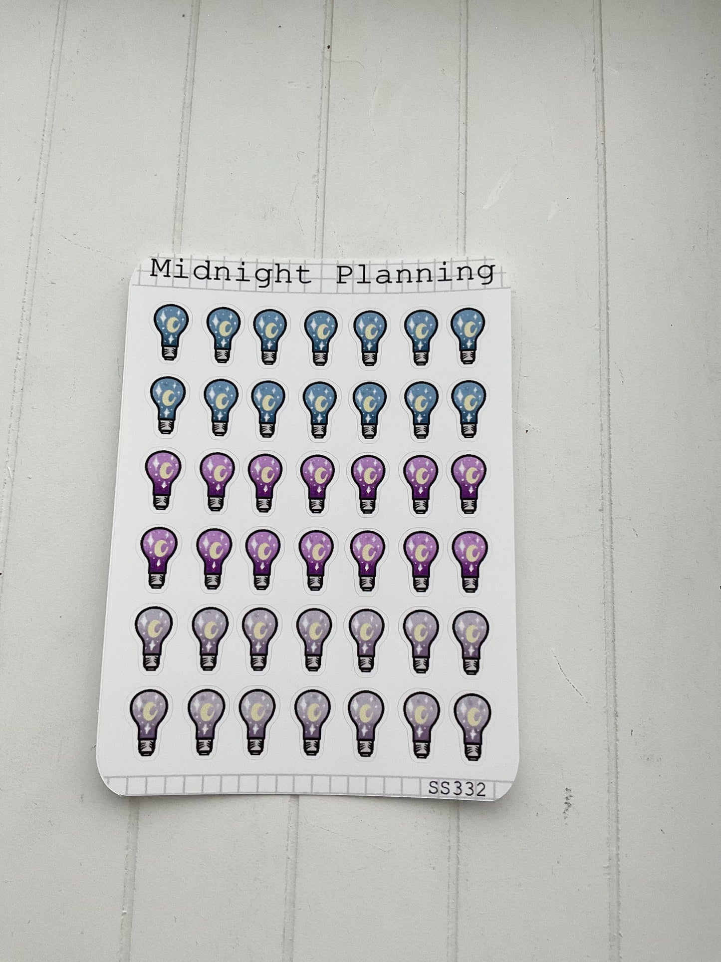 Night Sky Light Bulb, Brainstorm, idea Stickers, That Are Functional and Handmade Planner Sticker Sheets