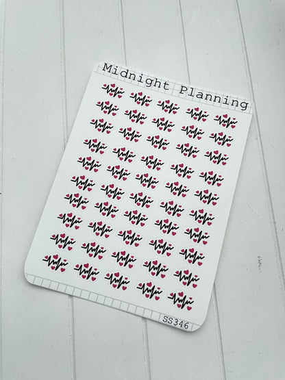 Heart Beat Inspired Bullet Point, Functional and Handmade Planner Sticker Sheets