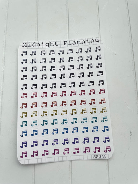 Music Note Bullet Point, Functional and Handmade Planner Sticker Sheets