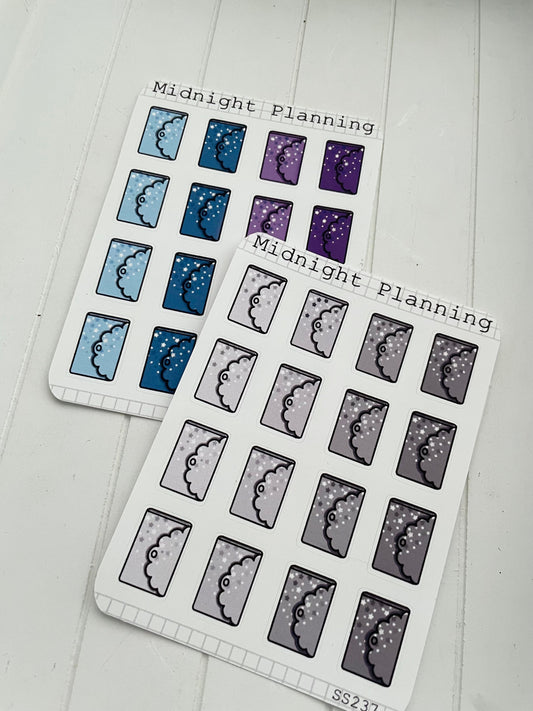 Deep Starry 16 Large Planner Stickers, Functional and Handmade Stickers