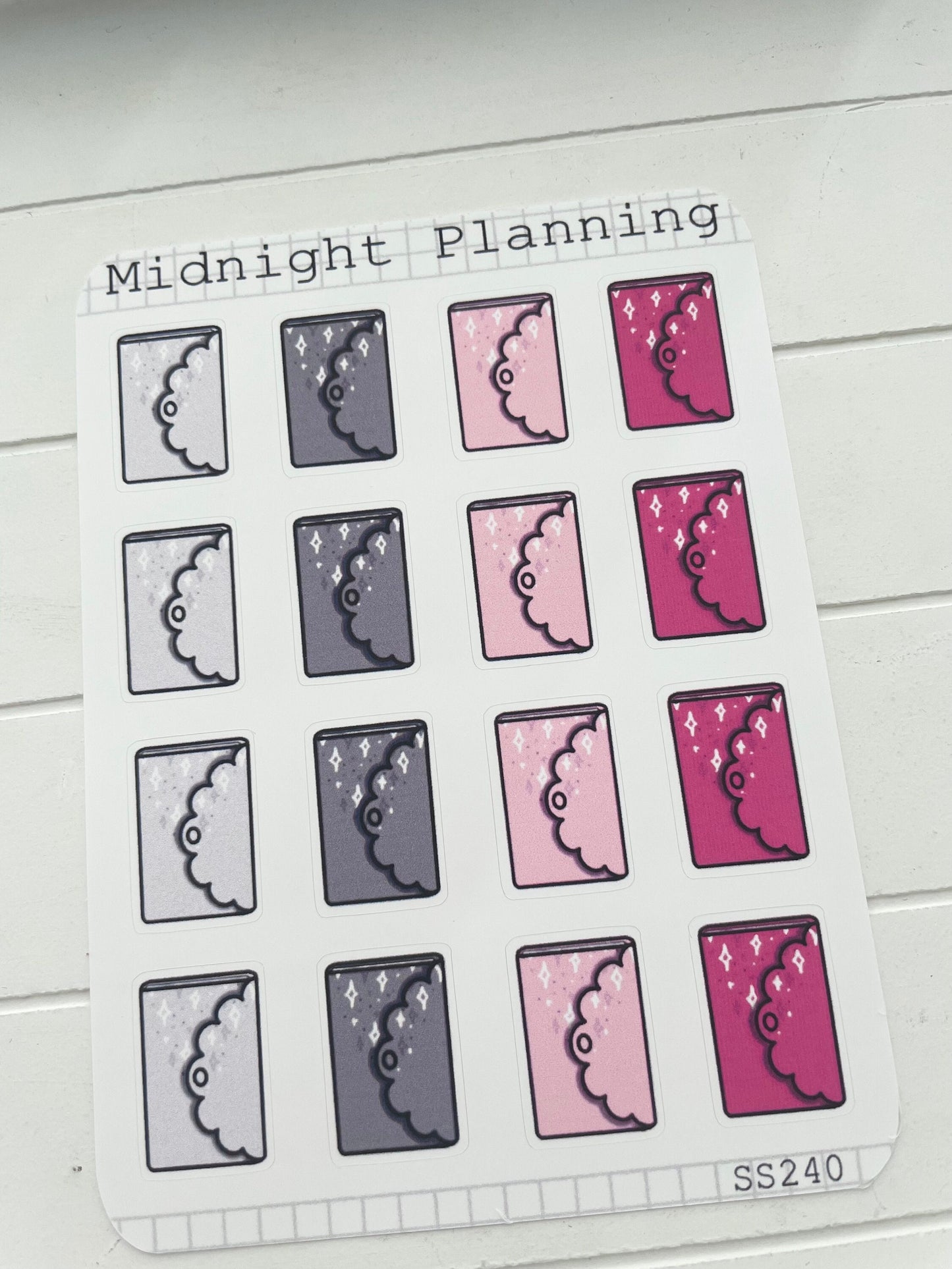 Pink and Grey Starry, 16 Large Planner Stickers, Functional and Handmade Stickers