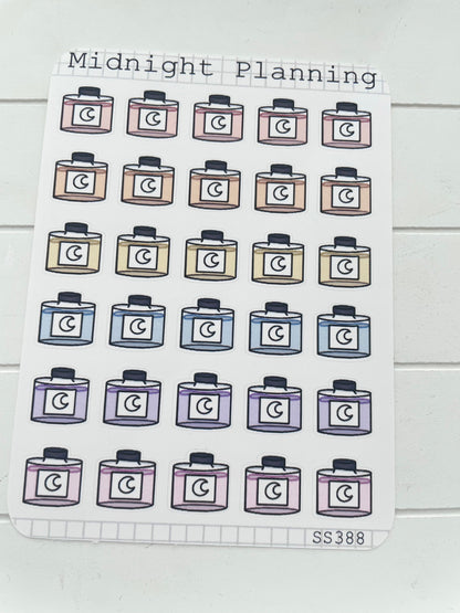 Ink Jar, Fountain Pen Ink, Functional and Handmade Planner Sticker Sheets