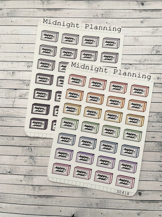 Happy Mail, Parcel Sticker Sheet, Functional and Handmade Stickers