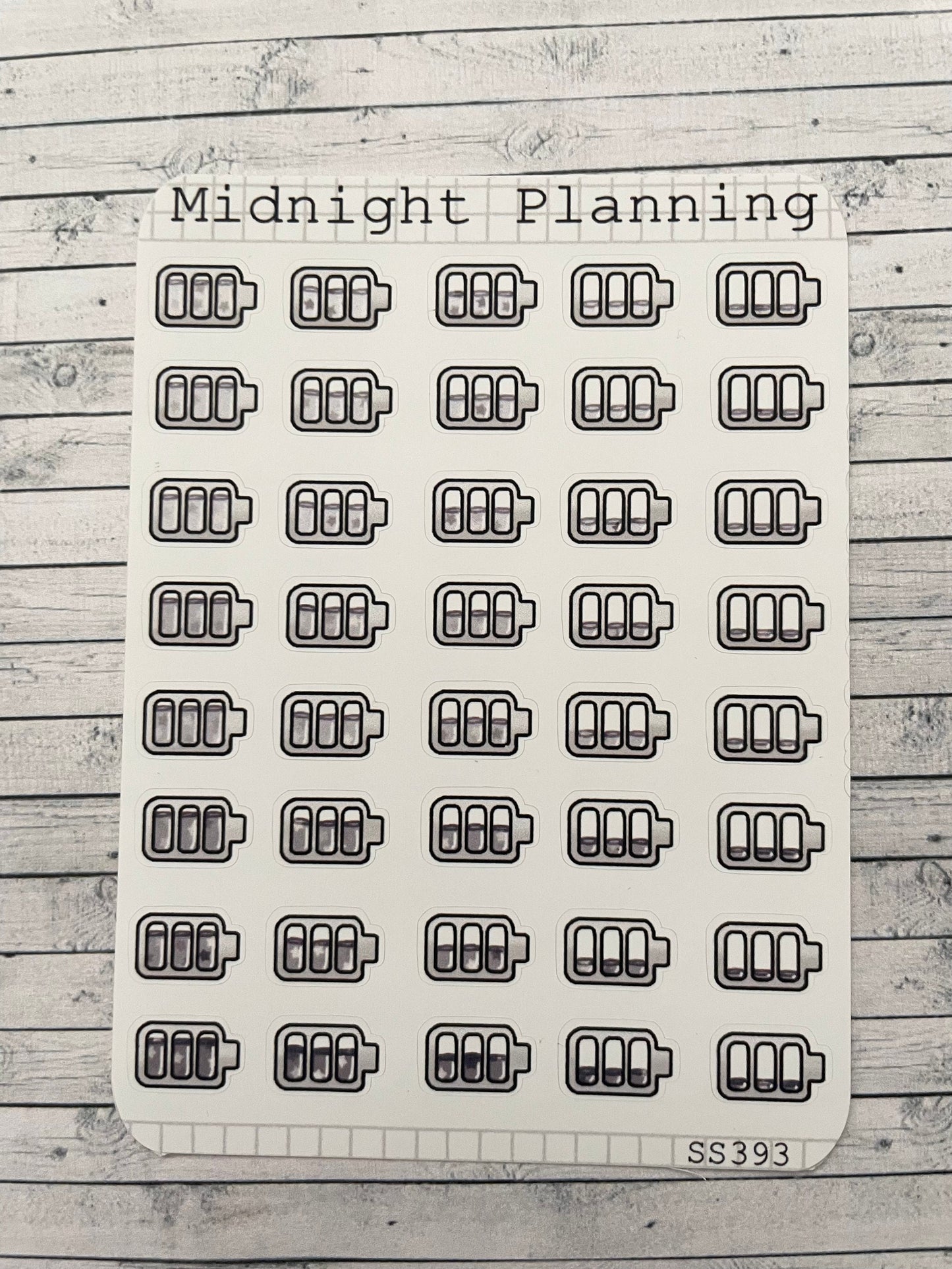Batteries decorated with Stars, Functional and Handmade Planner Sticker Sheets