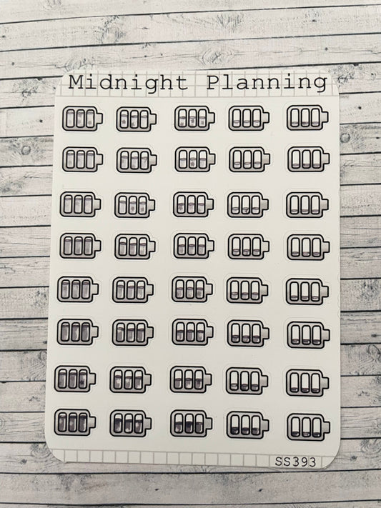 Batteries decorated with Stars, Functional and Handmade Planner Sticker Sheets