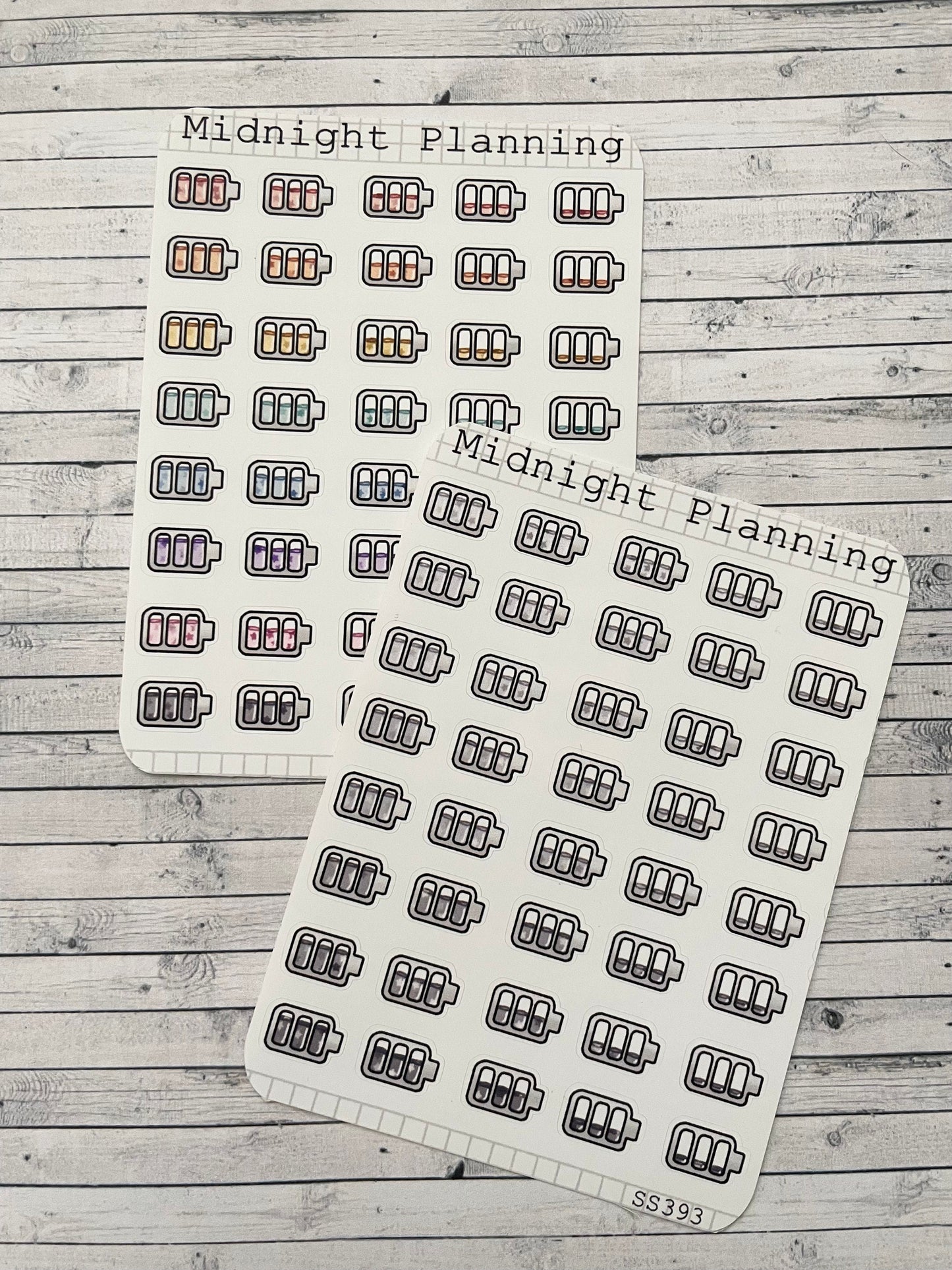 Batteries decorated with Stars, Functional and Handmade Planner Sticker Sheets