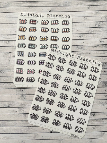 Batteries decorated with Stars, Functional and Handmade Planner Sticker Sheets