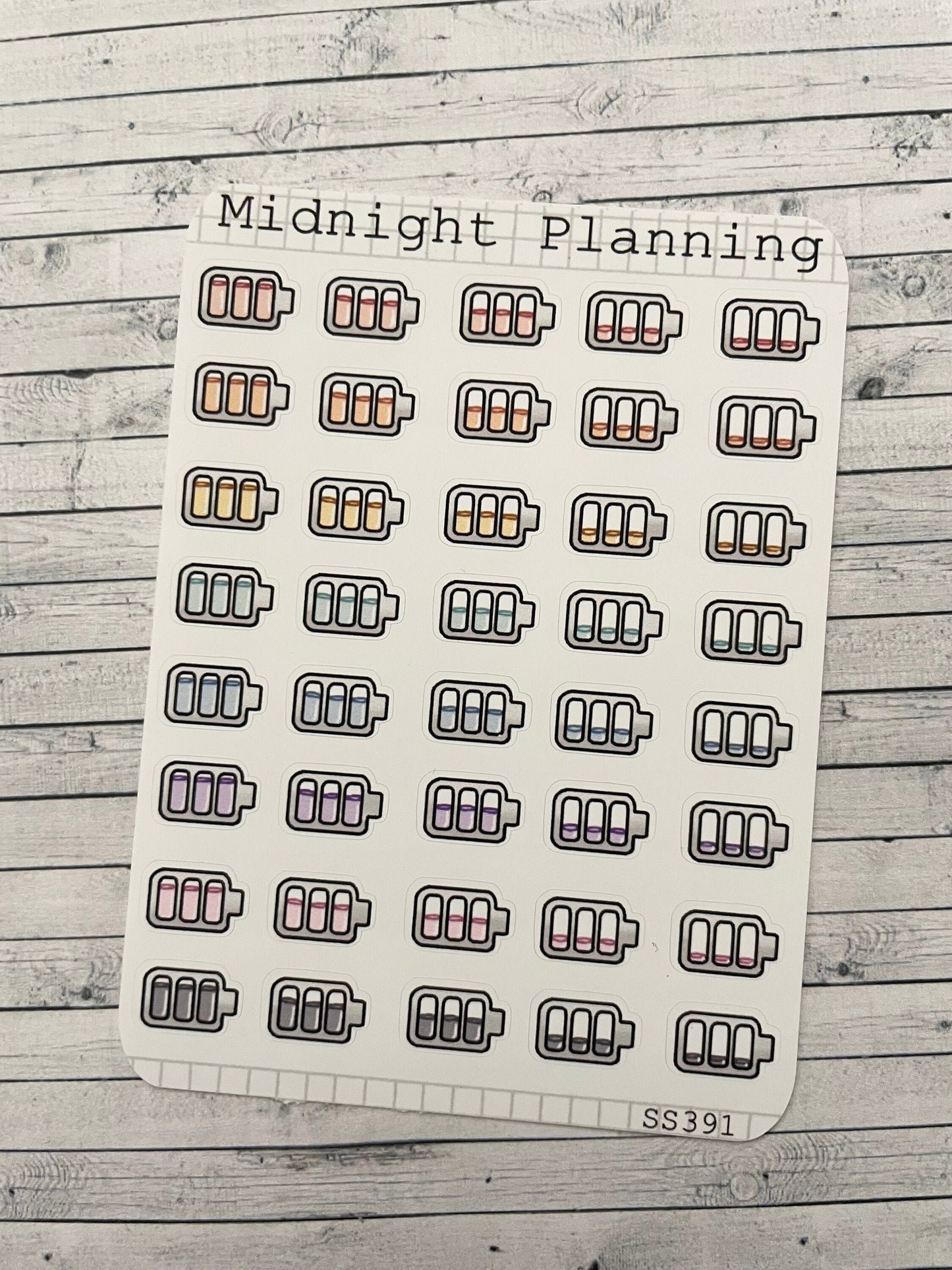 Batteries, Functional and Handmade Planner Sticker Sheets