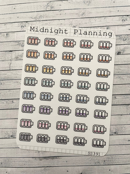 Batteries, Functional and Handmade Planner Sticker Sheets