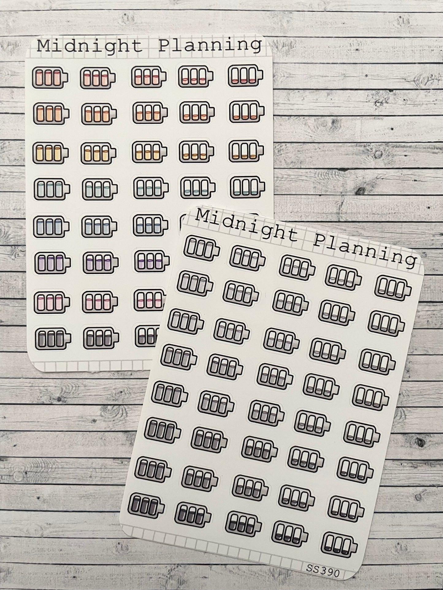 Batteries, Functional and Handmade Planner Sticker Sheets