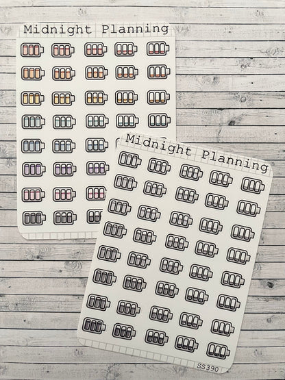 Batteries, Functional and Handmade Planner Sticker Sheets