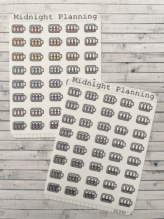 Batteries, Functional and Handmade Planner Sticker Sheets