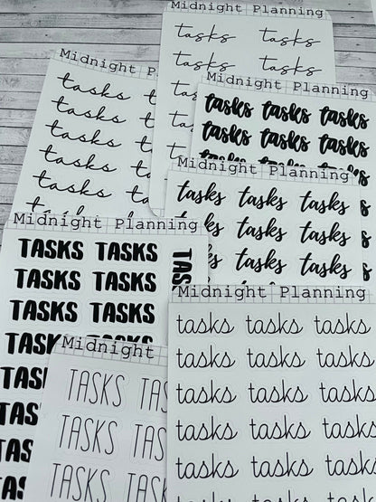 Tasks Scripts, Functional and Handmade Planner Sticker Sheets