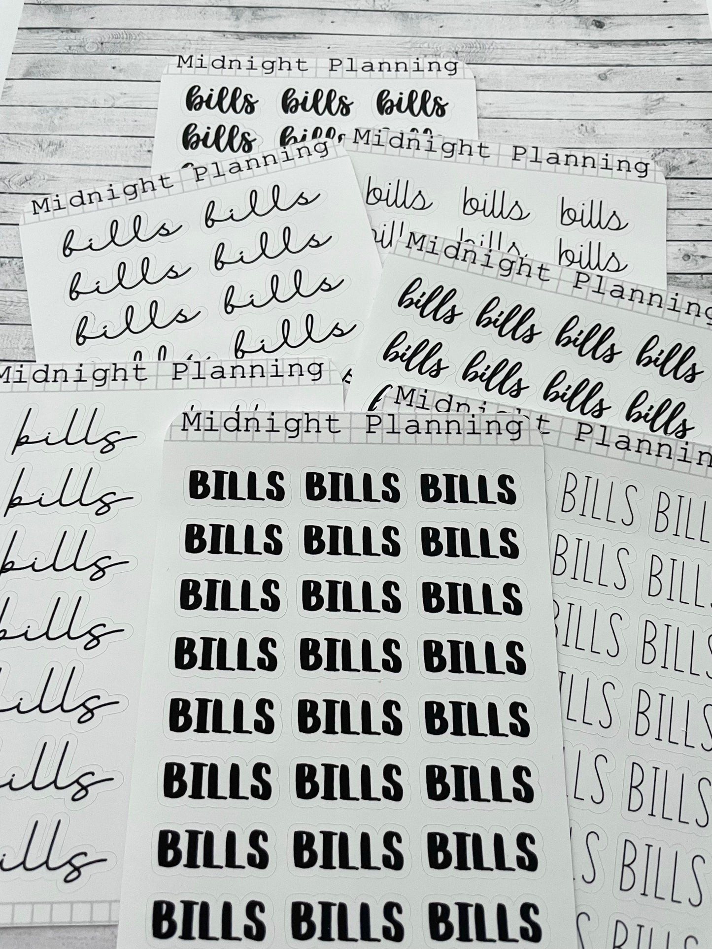 Bills Scripts, Functional and Handmade Planner Sticker Sheets
