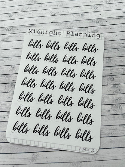 Bills Scripts, Functional and Handmade Planner Sticker Sheets