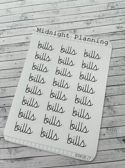 Bills Scripts, Functional and Handmade Planner Sticker Sheets