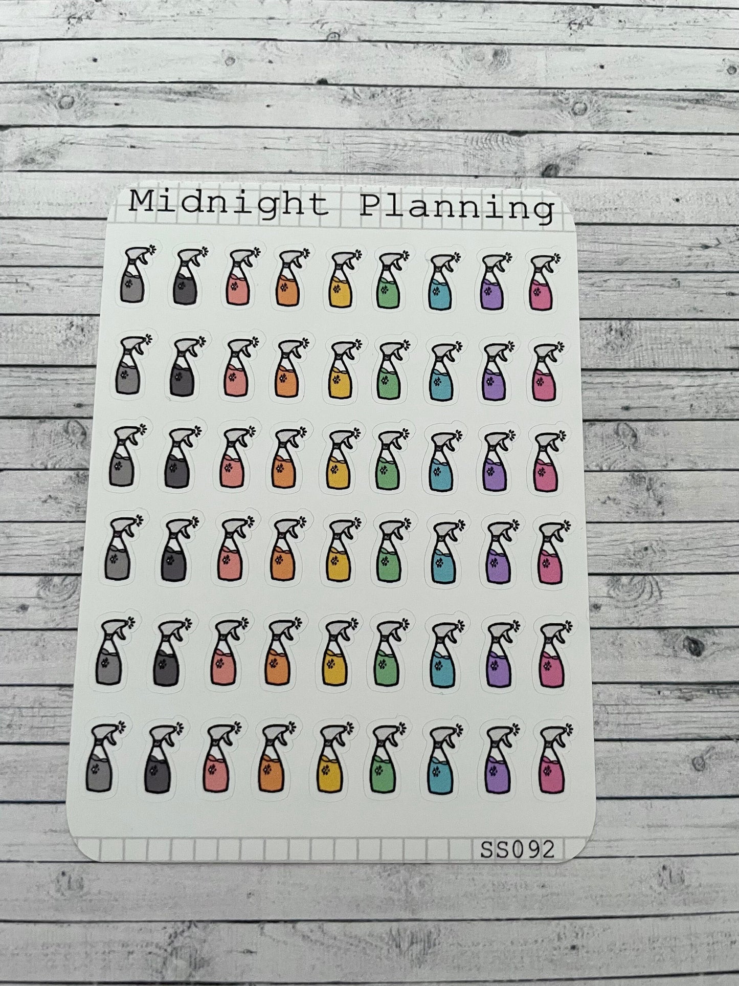 Mini Spray Cleaning Bottles, Functional and Handmade Planner Sticker Sheets