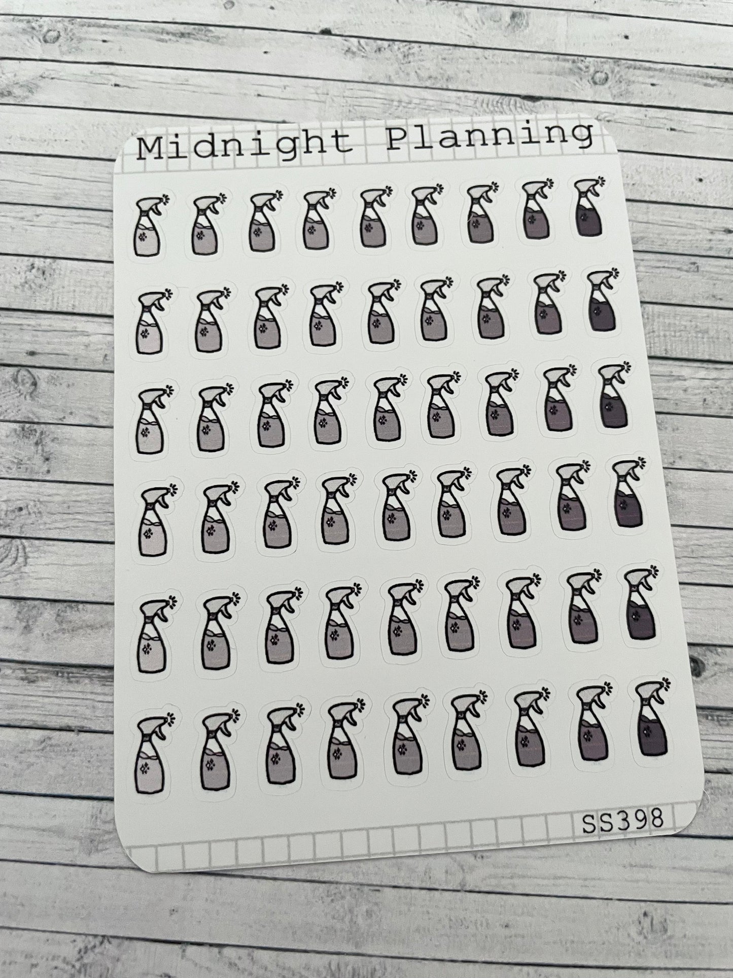 Mini Spray Cleaning Bottles, Functional and Handmade Planner Sticker Sheets