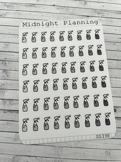 Mini Spray Cleaning Bottles, Functional and Handmade Planner Sticker Sheets