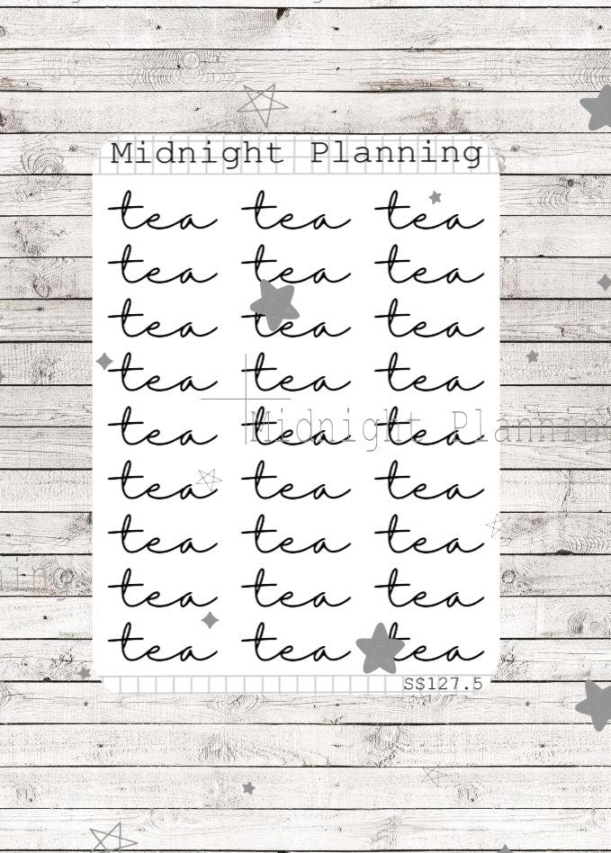 Tea Scripts, Functional and Handmade Planner Sticker Sheets