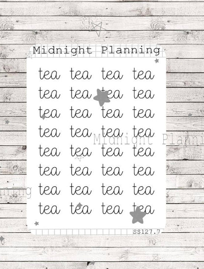 Tea Scripts, Functional and Handmade Planner Sticker Sheets