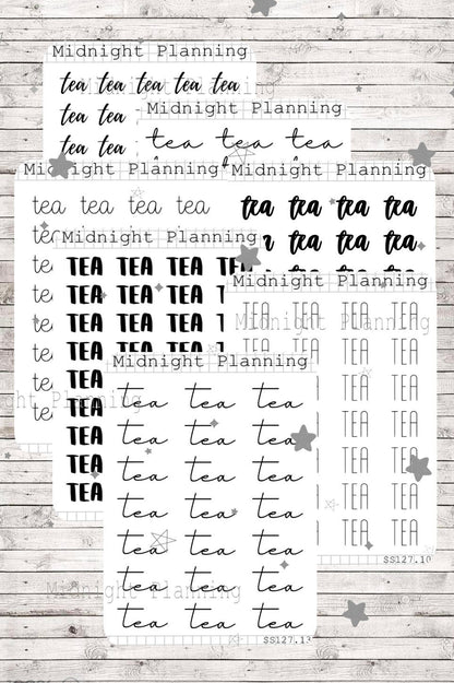Tea Scripts, Functional and Handmade Planner Sticker Sheets