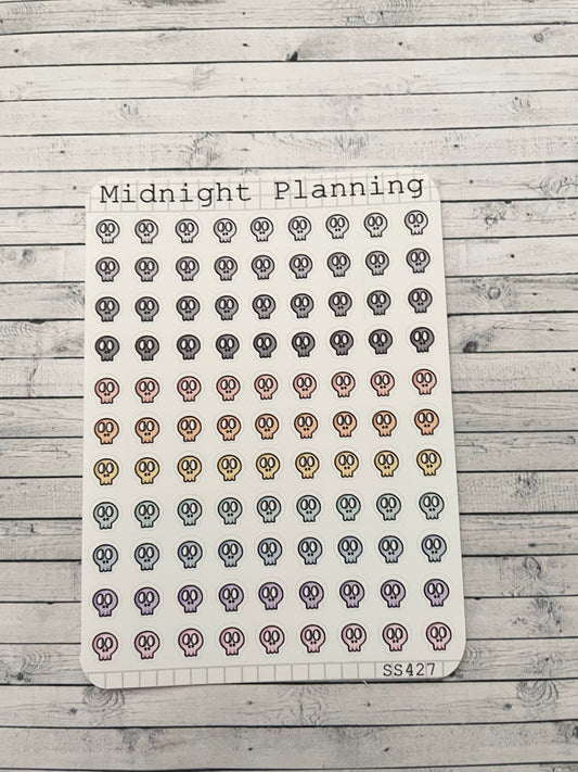 Skull Bullet Point, Functional and Handmade Planner Sticker Sheets