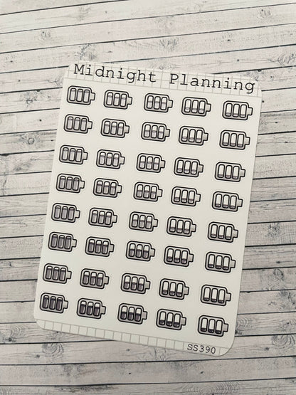Batteries, Functional and Handmade Planner Sticker Sheets