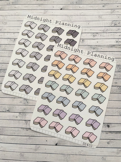 Open Flat Book, Functional and Handmade Planner Sticker Sheets