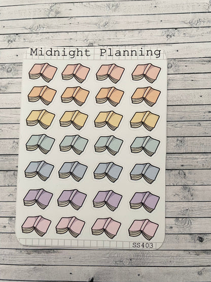 Open Flat Book, Functional and Handmade Planner Sticker Sheets
