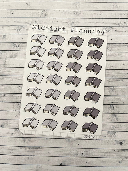 Open Flat Book, Functional and Handmade Planner Sticker Sheets