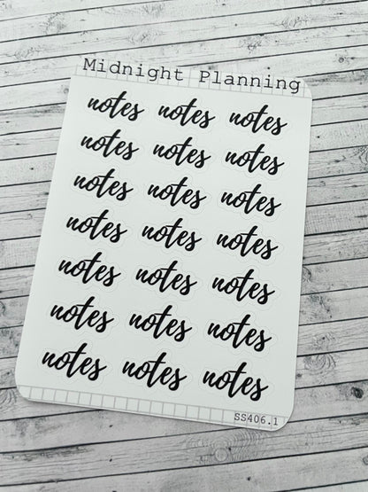 Notes Scripts, Functional and Handmade Planner Sticker Sheets