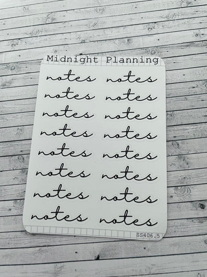 Notes Scripts, Functional and Handmade Planner Sticker Sheets