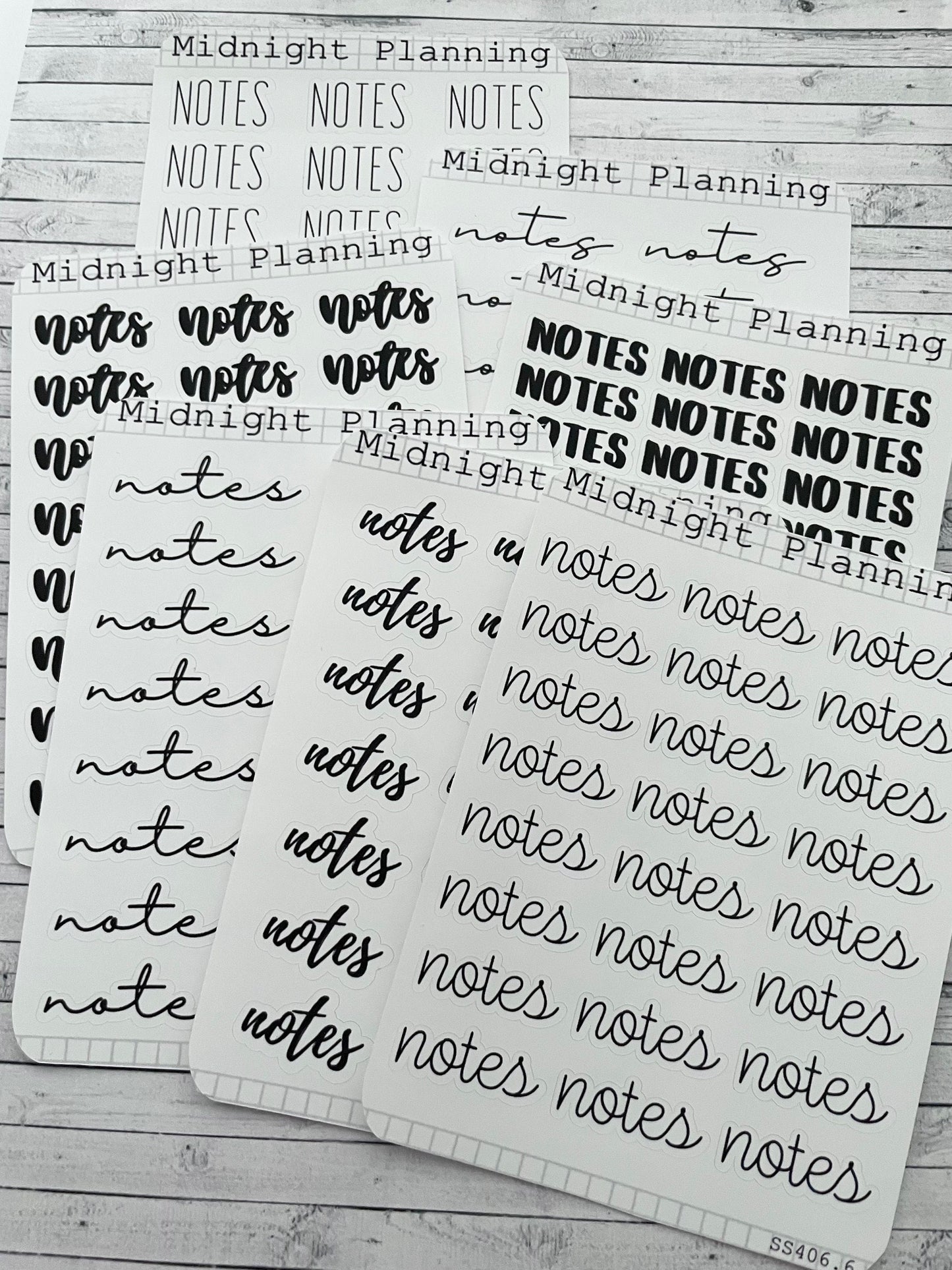 Notes Scripts, Functional and Handmade Planner Sticker Sheets