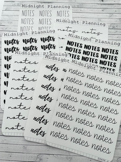 Notes Scripts, Functional and Handmade Planner Sticker Sheets