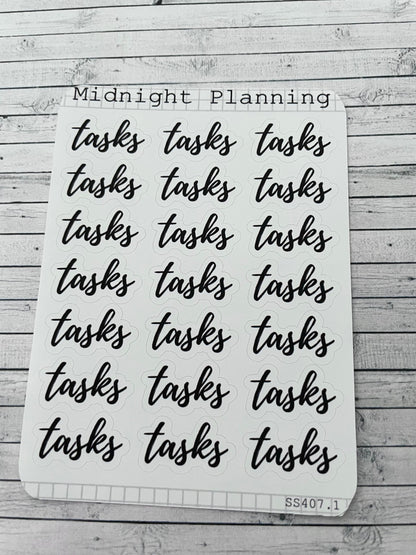 Tasks Scripts, Functional and Handmade Planner Sticker Sheets