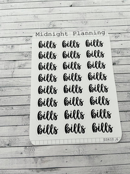 Bills Scripts, Functional and Handmade Planner Sticker Sheets