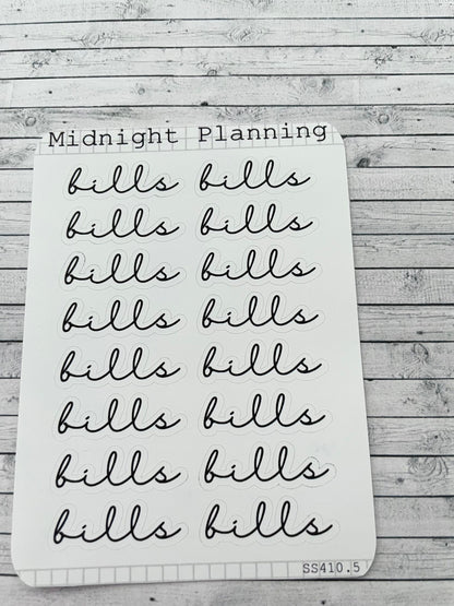 Bills Scripts, Functional and Handmade Planner Sticker Sheets