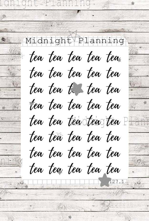 Tea Scripts, Functional and Handmade Planner Sticker Sheets