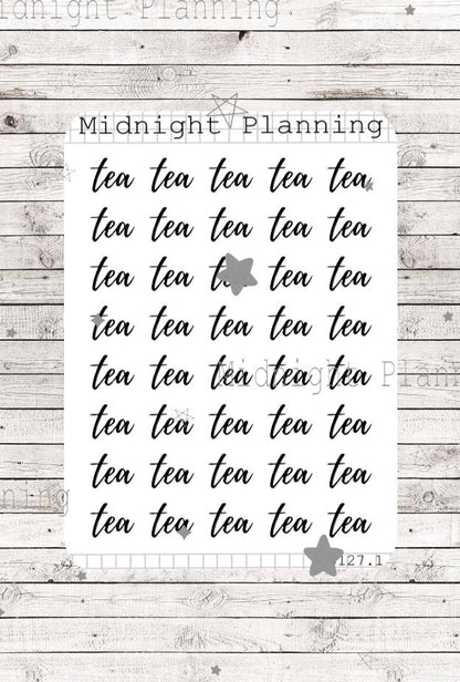 Tea Scripts, Functional and Handmade Planner Sticker Sheets