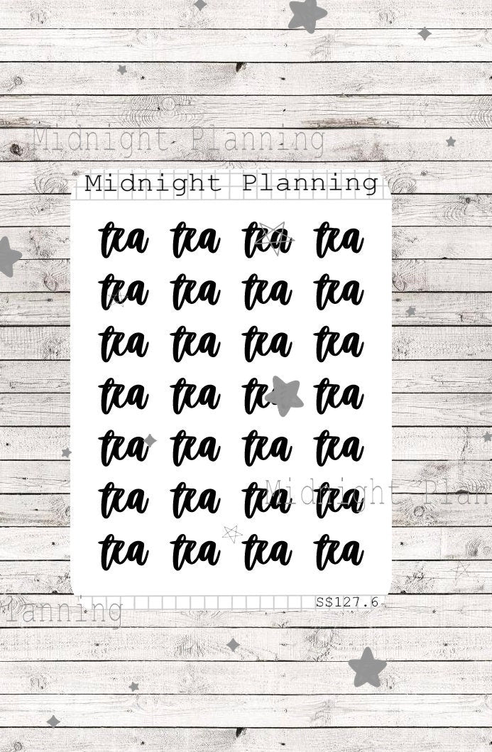 Tea Scripts, Functional and Handmade Planner Sticker Sheets