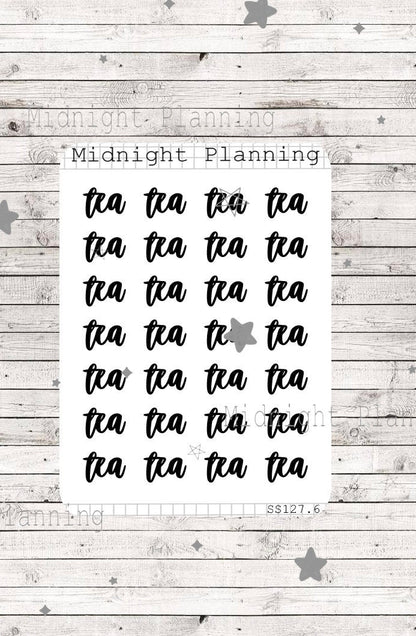 Tea Scripts, Functional and Handmade Planner Sticker Sheets
