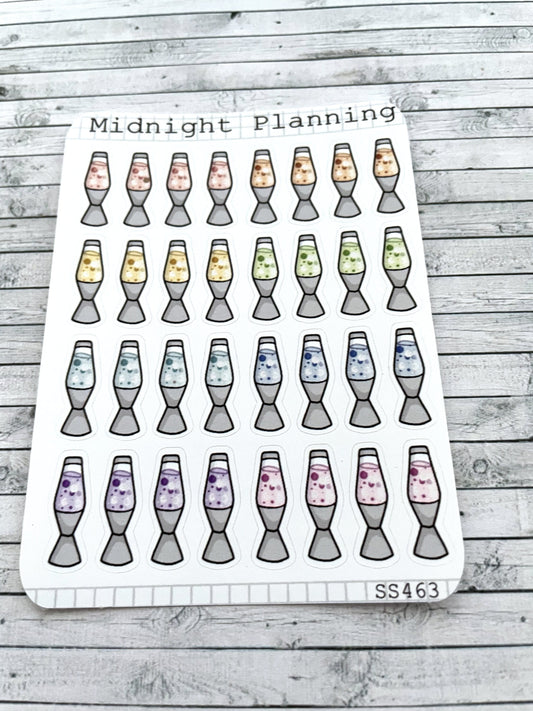 Retro Lava Lamp, Functional and Handmade Planner Sticker Sheets