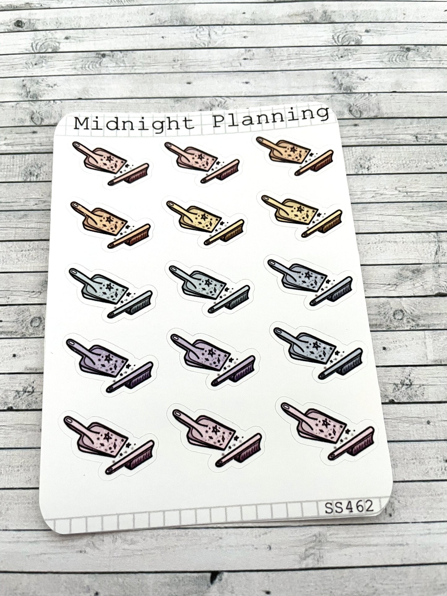 Dustpan And Brush Cleaning Stickers, Functional and Handmade Planner Sticker Sheets