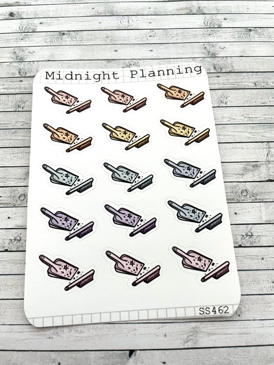 Dustpan And Brush Cleaning Stickers, Functional and Handmade Planner Sticker Sheets